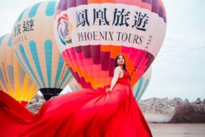 Cappadocia Photoshoot with Flying Dress & Instagram Reels - Rose Valley Stop for Balloon Inflation and Takeoff Views